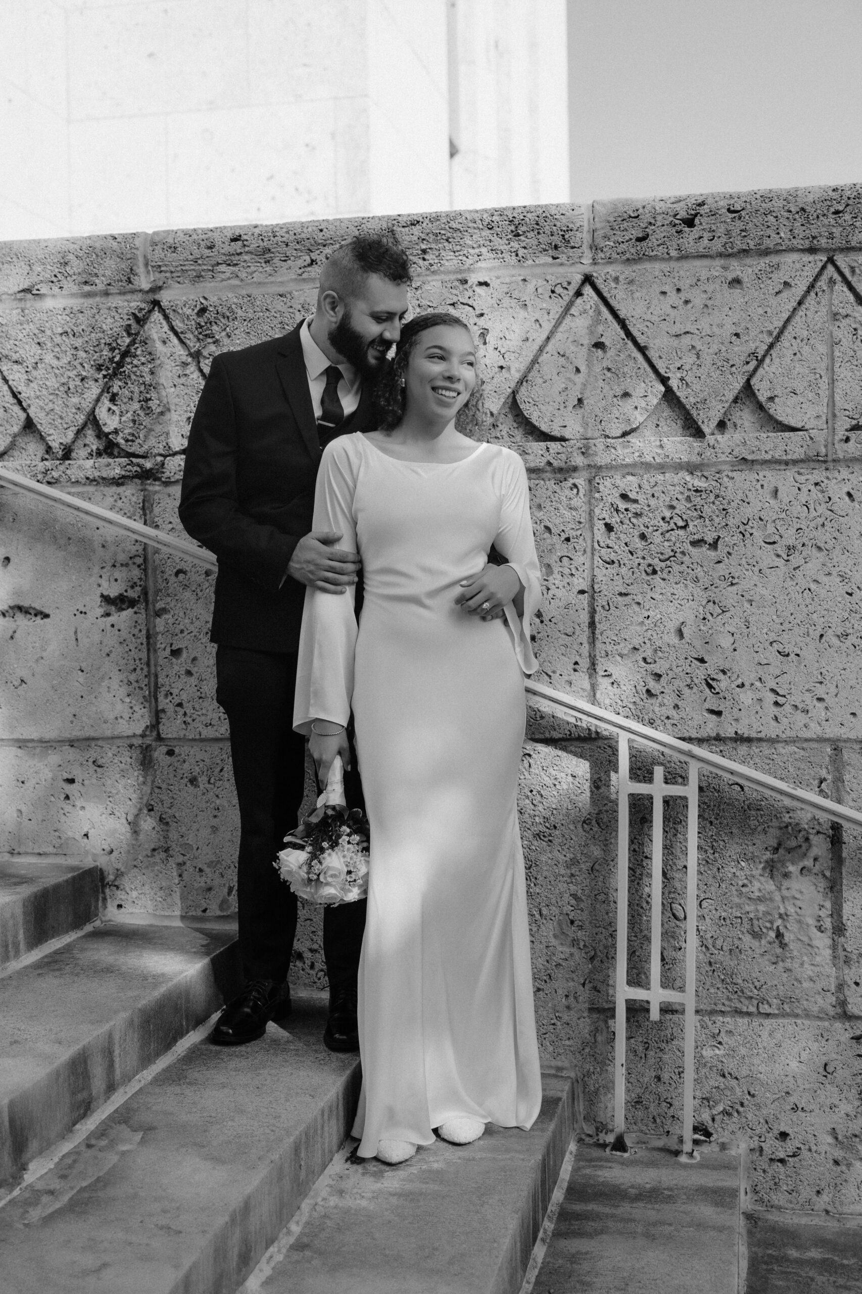 black and white elopement wedding photos